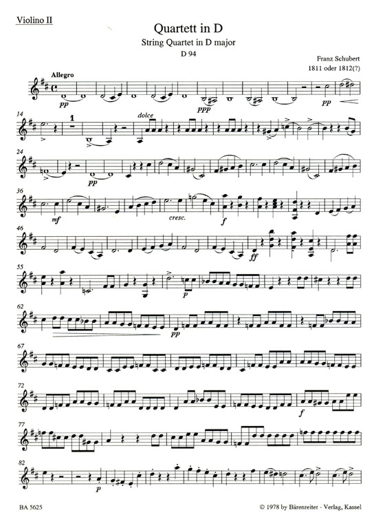 Schubert String Quartets【Ⅰ】D 94 , D 8A , D 46 , D 86 , D 89 Schubert String Quartets【Ⅰ】D 94 , D 8A , D 46 , D 86 , D 89