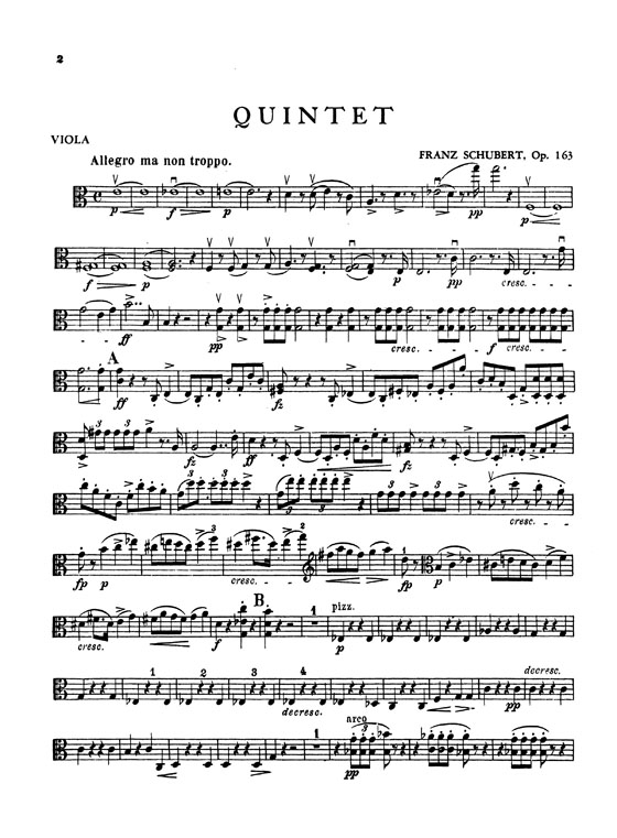 Schubert【Quintet in C Major , Opus 163】for Two Violins , Viola and Two Cellos