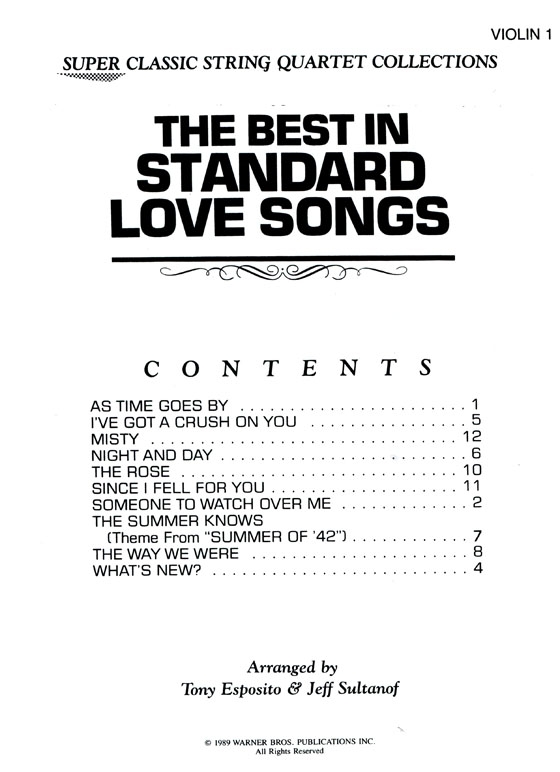 The Best in Standard Love Songs for Violin , Viola and Cello