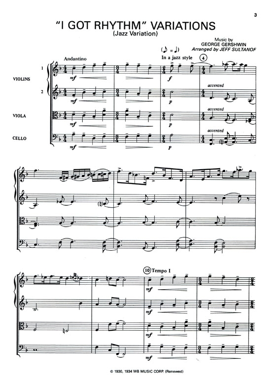 Classical【Gershwin】Full Score Included for Violins , Viola and Cello