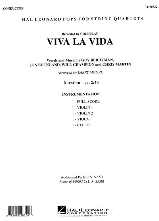 Pops【Viva La Vida】for String Quartets Pops【Viva La Vida】for String Quartets