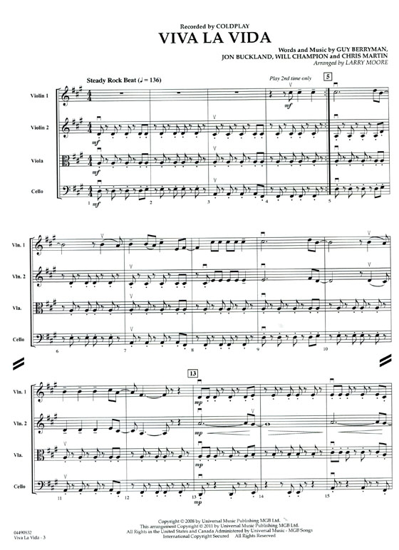 Pops【Viva La Vida】for String Quartets Pops【Viva La Vida】for String Quartets