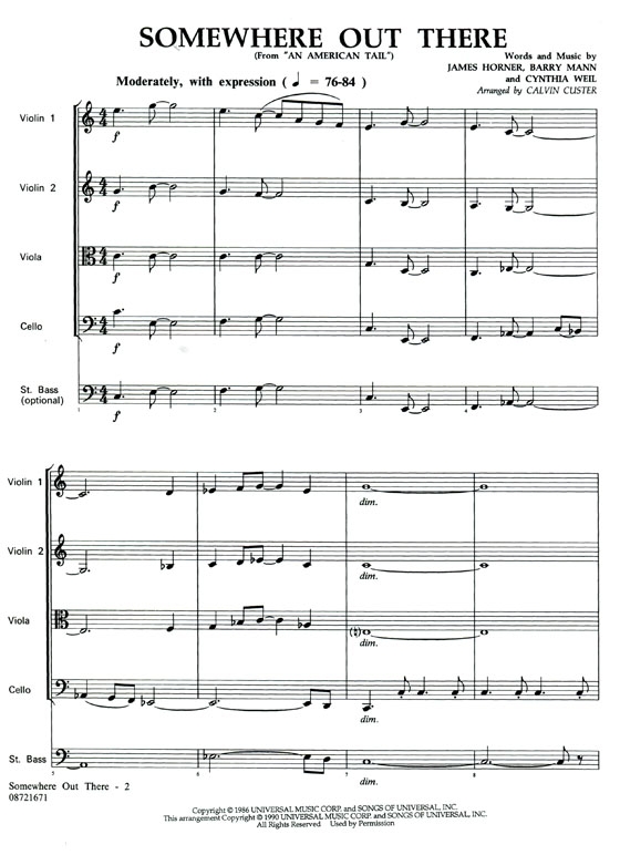 Pops【Somewhere Out There 】from An American Tail for String Quartets Pops【Somewhere Out There 】from An American Tail for String Quartets