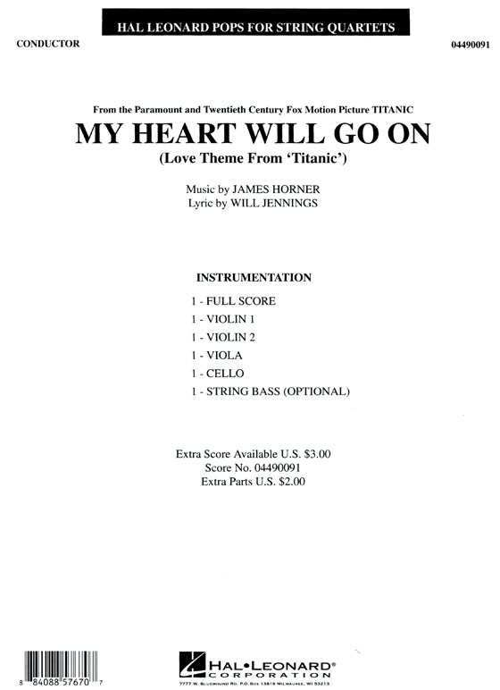 Pops【My Heart Will Go On】Love Theme from Titanic for String Quartets