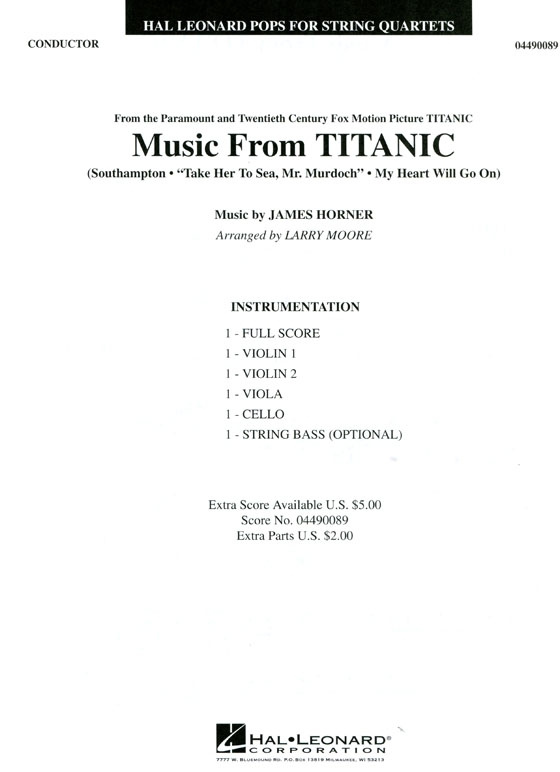 Pops【Music From TITANIC】for String Quartets