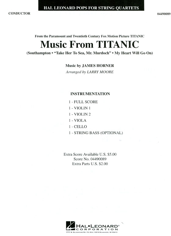 Pops【Music From TITANIC】for String Quartets Pops【Music From TITANIC】for String Quartets