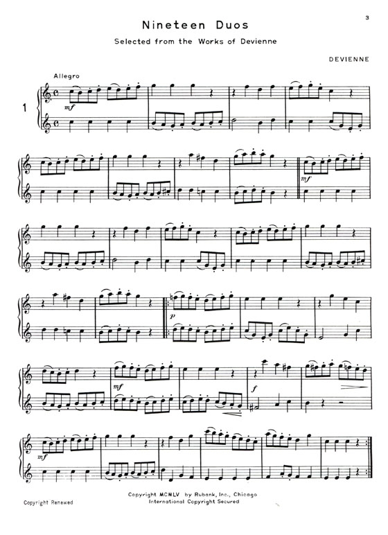 Selected【Duets】for Flute , Volume 1 , Easy-Medium