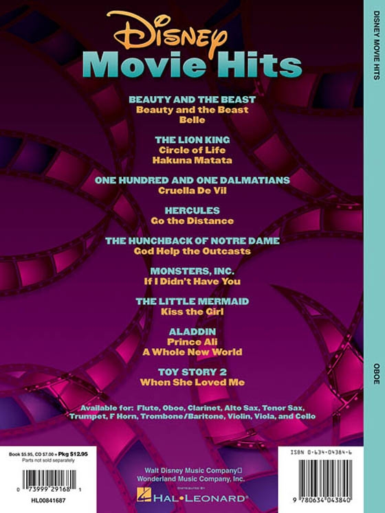 Disney Movie Hits【CD+樂譜】for Oboe