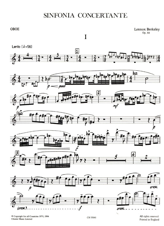 Lennox Berkeley【Sinfonia Concertante】for Oboe and Chamber Orchestra Lennox Berkeley【Sinfonia Concertante】for Oboe and Chamber Orchestra