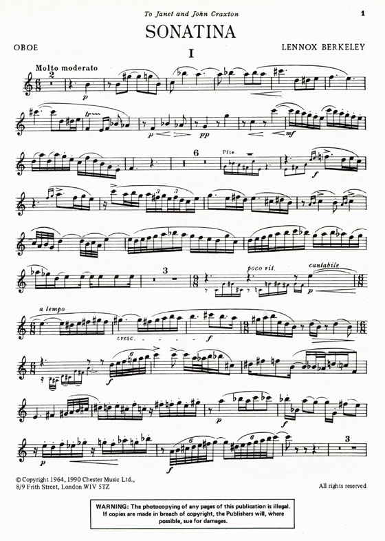 Lennox Berkeley【Sonatina】for Oboe and Piano Lennox Berkeley【Sonatina】for Oboe and Piano