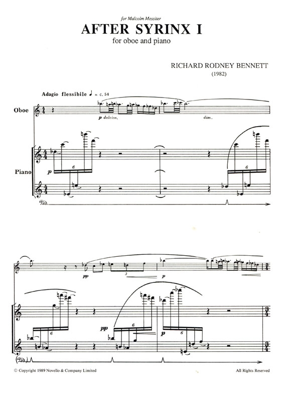 Richard Rodney Bennett【After Syrinx Ⅰ】for Oboe and Piano Richard Rodney Bennett【After Syrinx Ⅰ】for Oboe and Piano