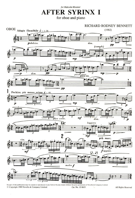 Richard Rodney Bennett【After Syrinx Ⅰ】for Oboe and Piano Richard Rodney Bennett【After Syrinx Ⅰ】for Oboe and Piano
