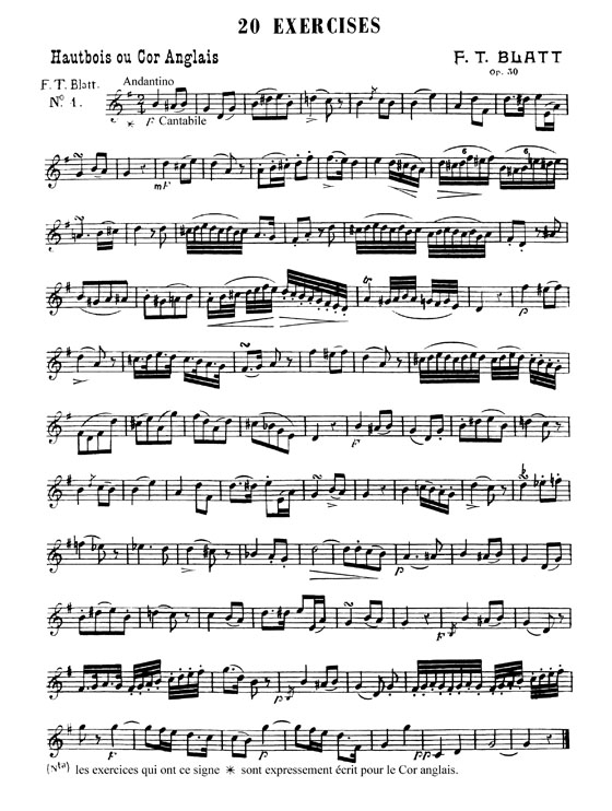 Blatt【20 Exercises】for Oboe