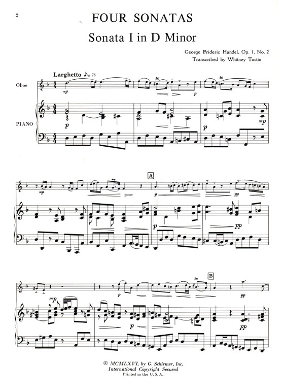 Handel【Four Sonatas】for Oboe and Piano