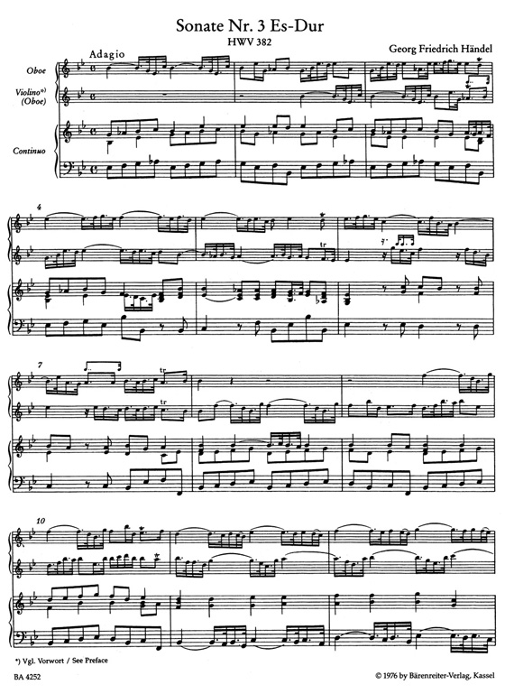 Händel【Sechs Sonatas , HWV 382、HWV383】für Oboe, Violine (Oboe) und Basso continuo , Heft 2 Händel【Sechs Sonatas , HWV 382、HWV383】für Oboe, Violine (Oboe) und Basso continuo , Heft 2