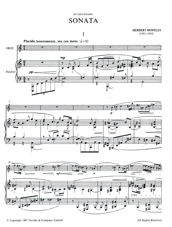 Herbert Howells【Sonata】For Oboe and Piano