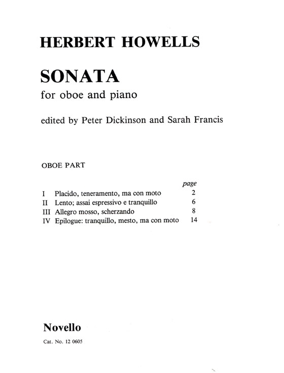 Herbert Howells【Sonata】For Oboe and Piano