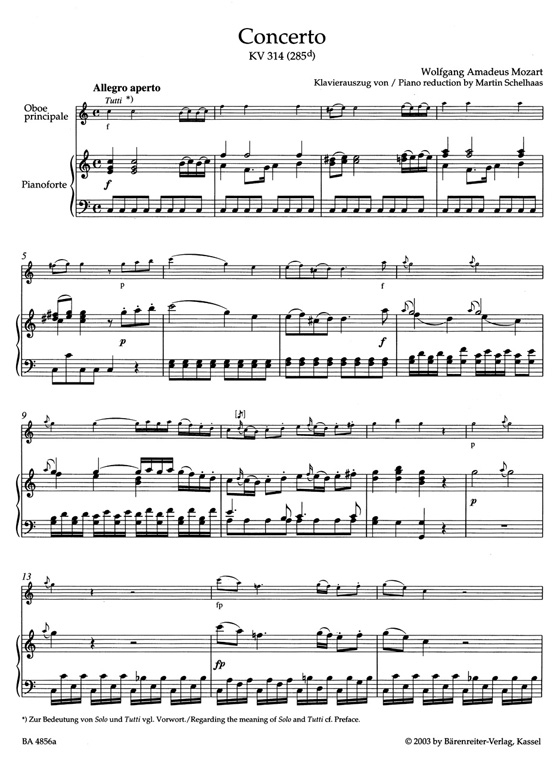 Mozart【Concerto in C major KV 314 / 285d】for Oboe and Orchestra Mozart【Concerto in C major KV 314 / 285d】for Oboe and Orchestra
