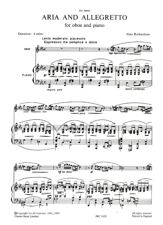 Richardson【Aria and Allegretto】for Oboe and Piano