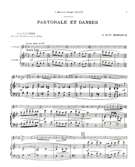 Ropartz【Pastorale et Danses】for Oboe and Piano