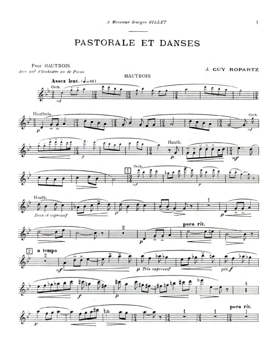 Ropartz【Pastorale et Danses】for Oboe and Piano