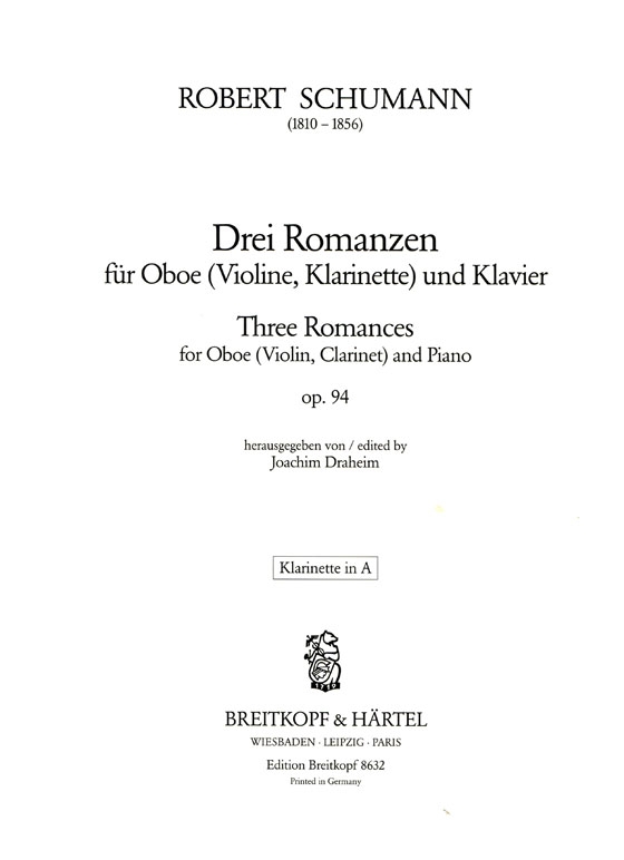 Schumann【Drei Romanzen , Opus 94】for Oboe (Violine , Klarinette) and Klavier