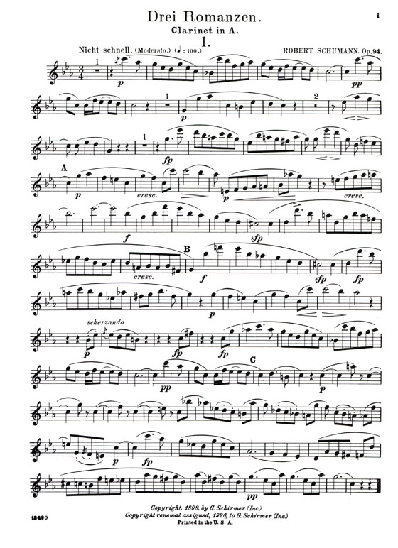 Schumann【Three Romances, Opus 94】for Oboe (or Violin, or Clarinet) and Piano