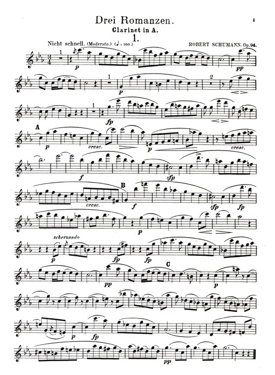 Schumann【Three Romances , Opus 94】for Oboe (or Violin , or Clarinet) and Piano