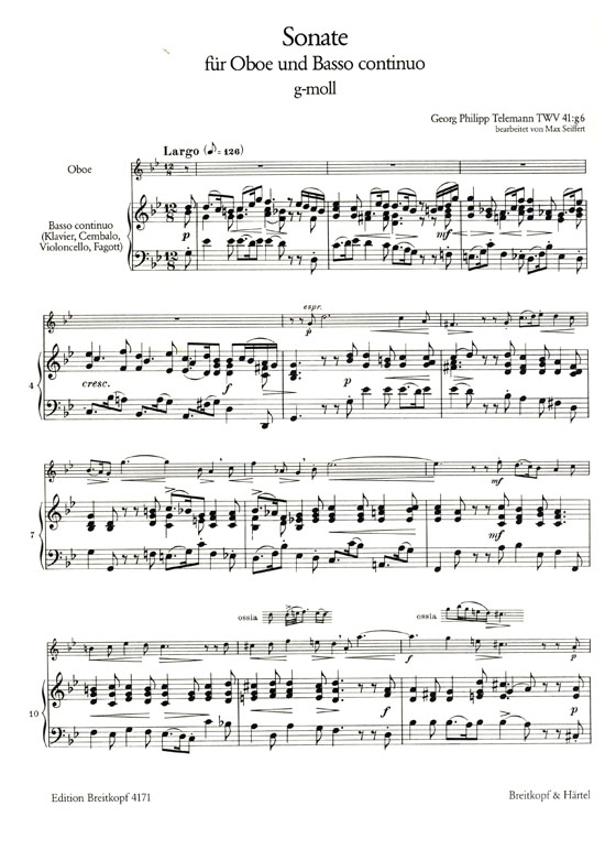 Telemann【Sonate g-moll】für Oboe und Basso Continuo