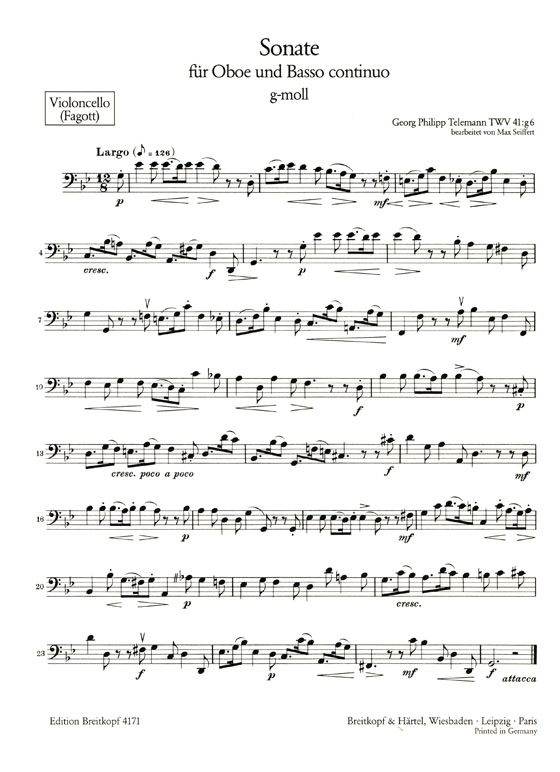 Telemann【Sonate g-moll】für Oboe und Basso Continuo