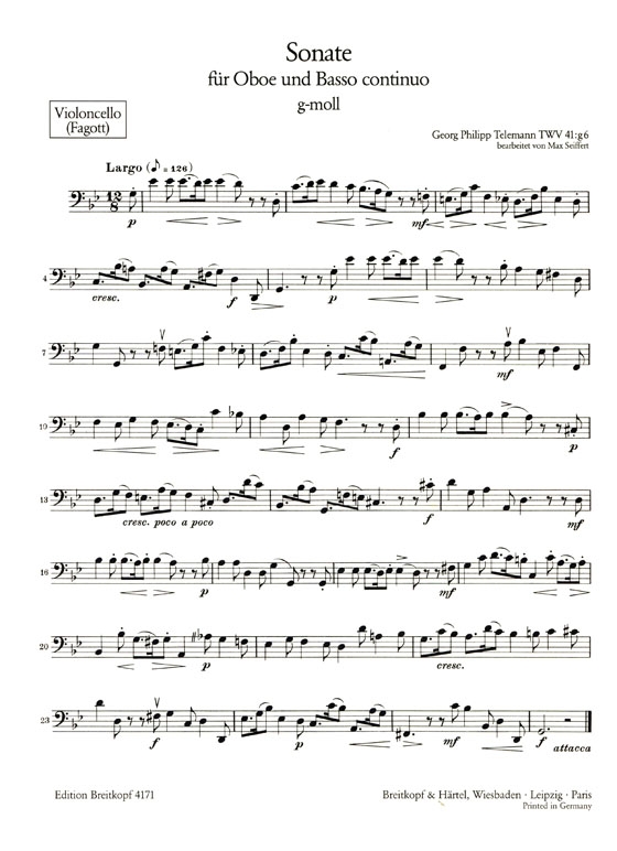 Telemann【Sonate g-moll】für Oboe und Basso Continuo Telemann【Sonate g-moll】für Oboe und Basso Continuo