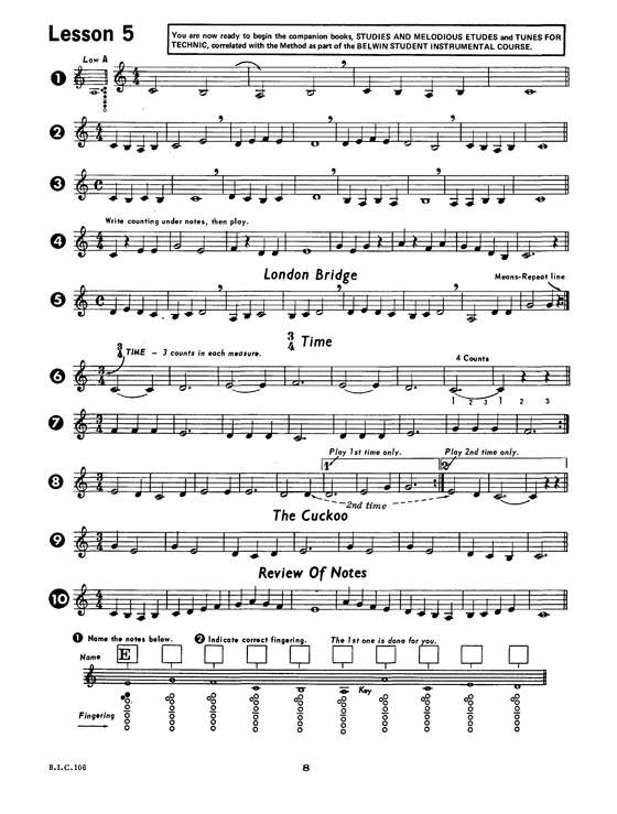 Student Instrumental Course【Clarinet Student】Level One－A Method for Individual Instruction