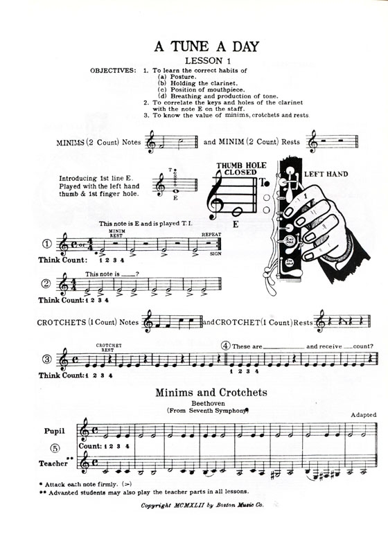 A Tune a Day for【Clarinet】Book One