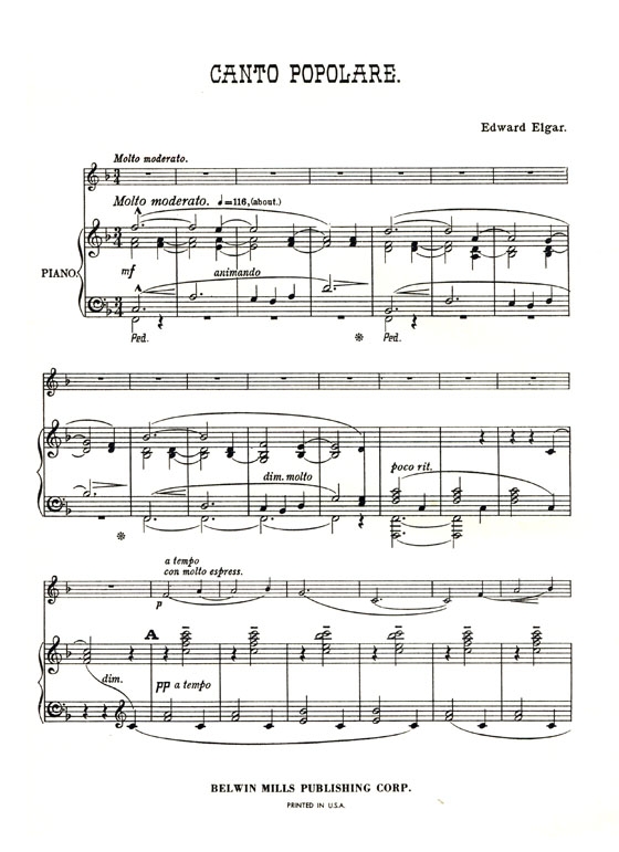 Edward Elgar【Canto Popolare】for Clarinet and Piano