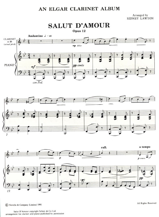An Elgar【Clarinet Album】with Piano accompaniment