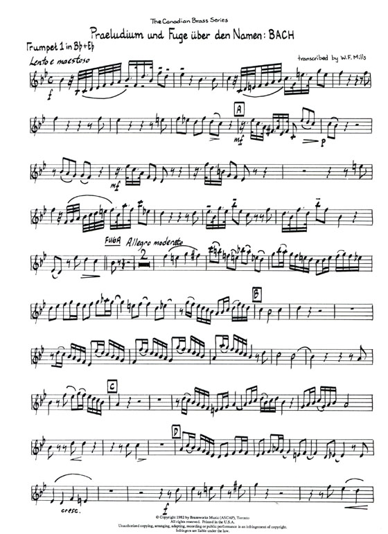The Canadian Brass【Bach : Praeludium und Fuge über den Namen Bach】for Brass Quintet