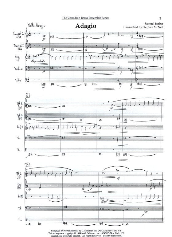 The Canadian Brass【Samuel Barber : Adagio】for Brass Quintet