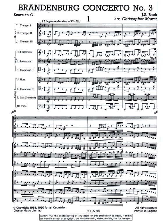 J.S. Bach【Brandenburg Concerto No. 3】Arranged for Brass Ensemble ,Just Brass No.59