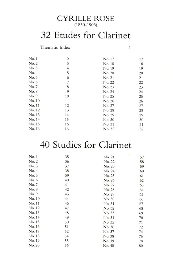 Cyrille Rose【32 Etudes & 40 Studies】for Clarinet