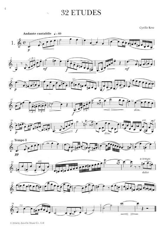 Cyrille Rose 32 Etudes／ローズ 32のエチュード for Clarinet