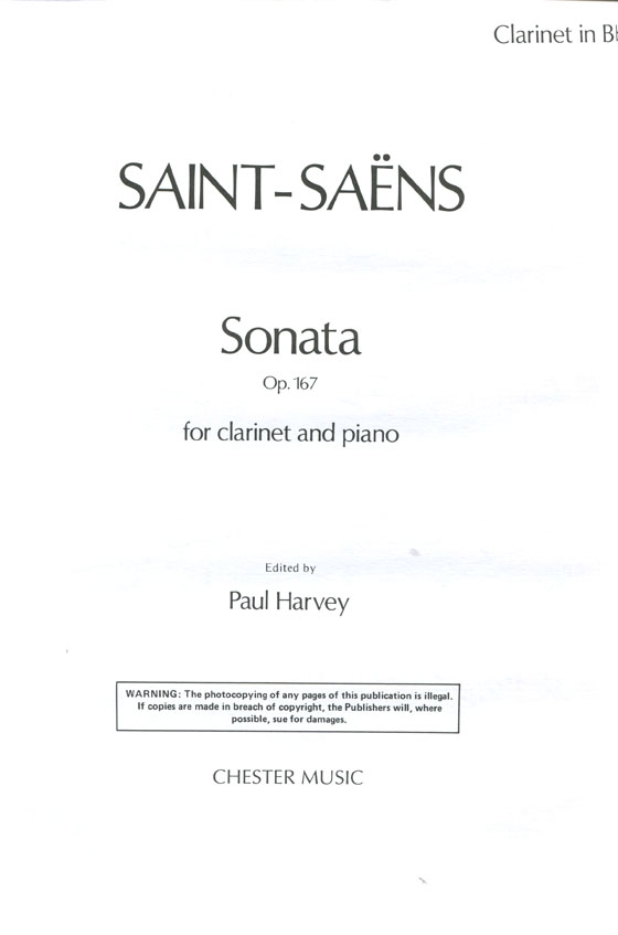 Saint Saëns【Sonata ,Op. 167 】for Clarinet and Piano