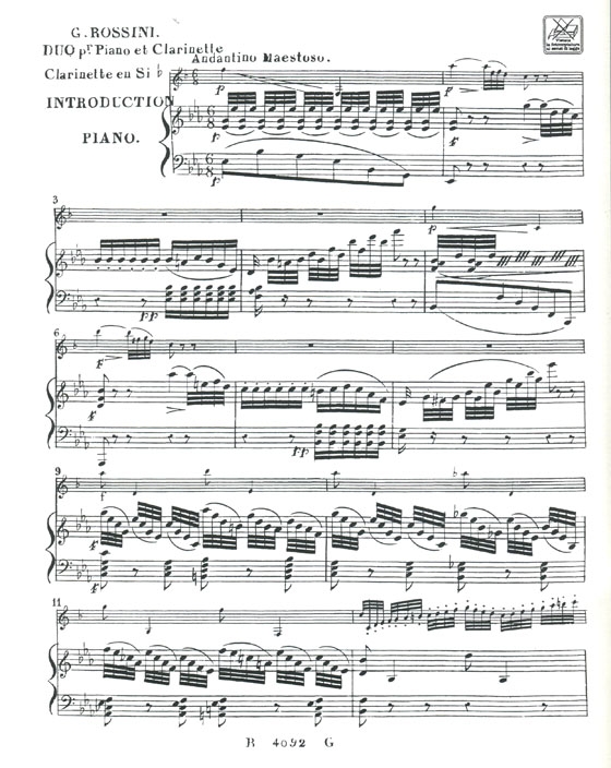 Gioachino Rossini【Fantaisie】per Pianoforte e Clarinetto