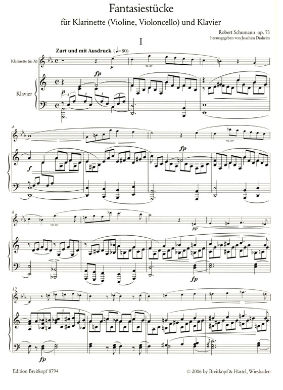 Schumann【Fantasiestücke , Op. 73】für Klarinette (Violine , Violoncello) und Klavier