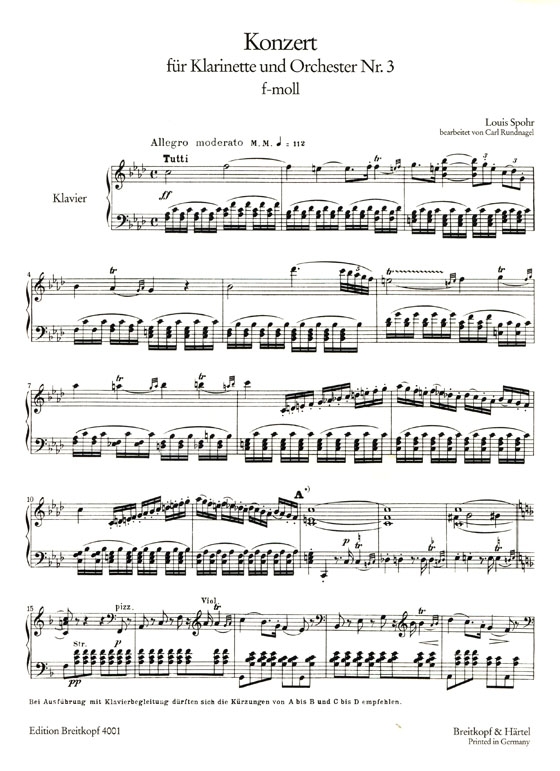 Spohr【Konzert Nr. 3 , f-moll】für Klarinette und Orchester