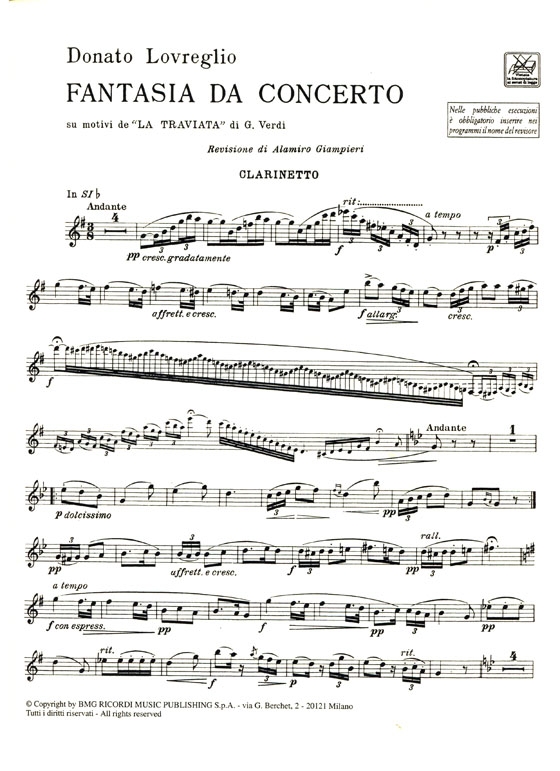 G. Verdi【La Traviata】Clarinetto e Pianoforte