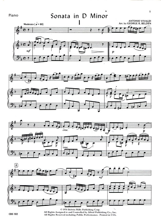 Vivaldi【Sonata In D Minor】for B♭ Clarinet and Piano Ⅲ