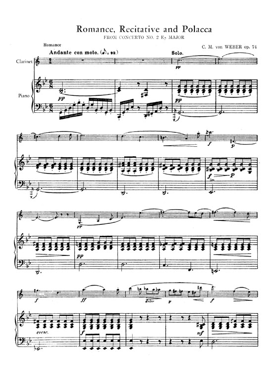 Weber【Romance, Recitative and Polacca】 from Concerto No. 2 , Opus 74 for Clarinet and Piano