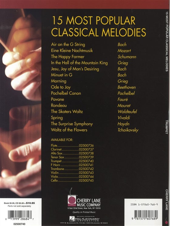 15 Most Popular Classical Melodies【CD+樂譜】Trumpet