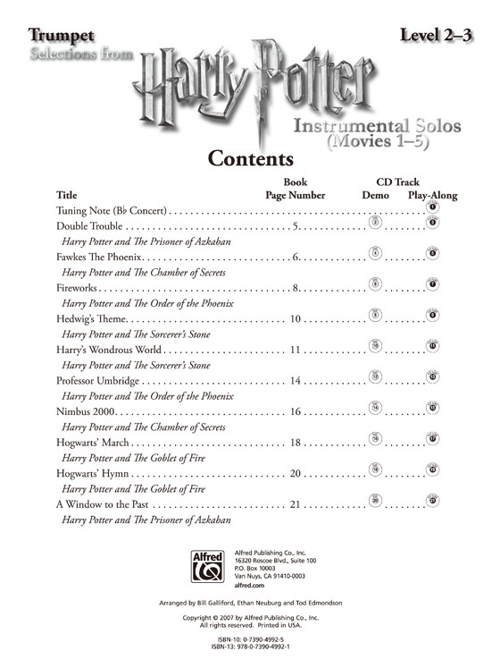 Harry Potter Instrumental Solos【CD+樂譜】Trumpet , Selections from Movies 1-5 , Level 2-3 Harry Potter Instrumental Solos【CD+樂譜】Trumpet , Selections from Movies 1-5 , Level 2-3