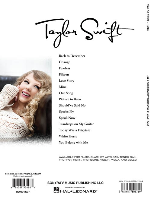 Taylor Swift【CD+樂譜】for Horn